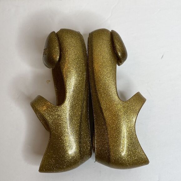 Mini Melissa Ultra Heart Me Sparkle Gold Glitter Sparkle Ballet Jelly S… - Picture 6 of 11